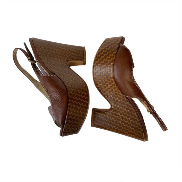 Emporio Armani Leather Platform Sandals | 37 | Brown - Picture 11 of 16